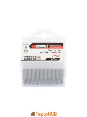 Насадка викруткова GRANITE PH2 25 мм 1/4" S2 набір 10 шт 10-02-251