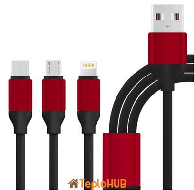 Кабель USB XoKo SC-320 Black, 3 в 1 - Lightning, Micro USB, Type-C, 1.20 м