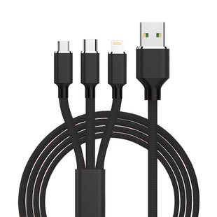 Кабель USB XoKo SC-330 Black, 3 в 1 - Lightning, Micro USB, Type-C, 1.20 м