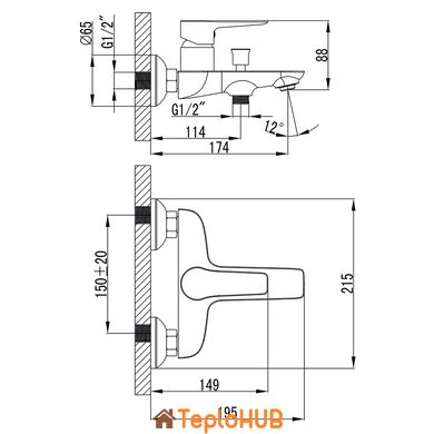 Смеситель GARDA Ø35 для ванны литой CORSO BC-1C121W (9605203)