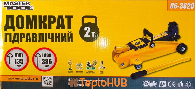 Домкрат гидравлический подкатной MASTERTOOL 2 т 135-335 мм 86-3820