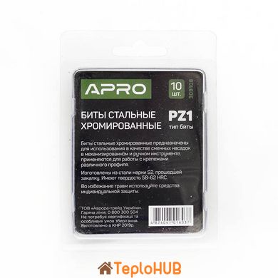 Біта РZ1х25 мм хром, 10шт в уп APRO (309108)