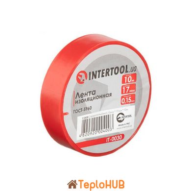 Стрічка ізоляційна, 17 мм * 10 м * 0.15 мм, червона INTERTOOL IT-0030