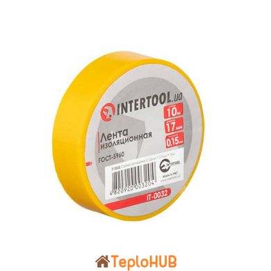 Лента изоляционная, 17 мм * 10 м * 0.15 мм, желтая INTERTOOL IT-0032