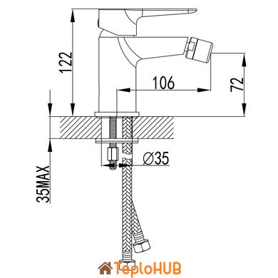 Смеситель GARDA Ø35 для биде на шпильке CORSO 9605503 (BC-1F121W)