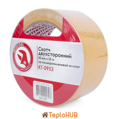 Скотч двухсторонний 50 мм*25 м на полипропиленовой основе INTERTOOL KT-0953