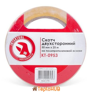 Скотч двухсторонний 50 мм*25 м на полипропиленовой основе INTERTOOL KT-0953