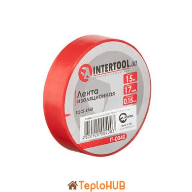 Стрічка ізоляційна, 17 мм * 15 м * 0.15 мм, червона INTERTOOL IT-0040