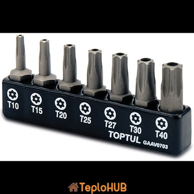 Набір біт TORX з отвором TOPTUL 1/4" 7ед. (T10-T40) GAAV0703