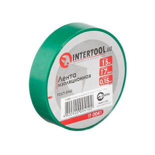 Лента изоляционная, 17 мм * 15 м * 0.15 мм, зеленая INTERTOOL IT-0041