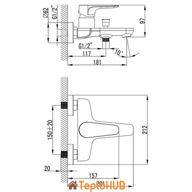 Смеситель MAGGIORE Ø40 для ванны литой CORSO BE-1C122C (9608200)