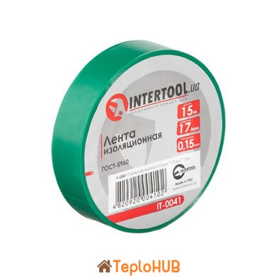 Стрічка ізоляційна, 17 мм * 15 м * 0.15 мм, зелена INTERTOOL IT-0041