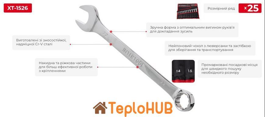 Набір комбінованих ключів 25 од., 6-32 мм, PROF, чохол INTERTOOL XT-1526