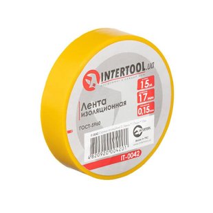 Стрічка ізоляційна, 17 мм * 15 м * 0.15 мм, жовта INTERTOOL IT-0042