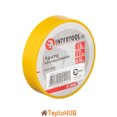 Стрічка ізоляційна, 17 мм * 15 м * 0.15 мм, жовта INTERTOOL IT-0042