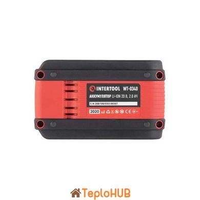 Акумулятор 20 В, Li-ion, 2.0 Аг, індикатор рівня заряду INTERTOOL WT-0340