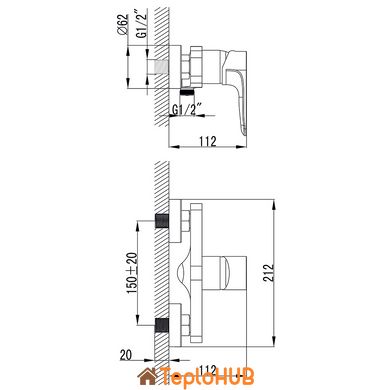 Смеситель MAGGIORE Ø40 для душа CORSO 9608300 (BE-1D122C)