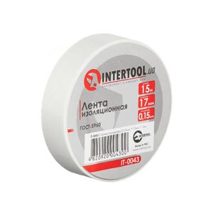 Лента изоляционная, 17 мм * 15 м * 0.15 мм, белая INTERTOOL IT-0043