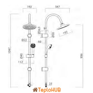 Душевая стойка с тропическим душем и душевым комплектом (46A) AQUATICA (9792146)