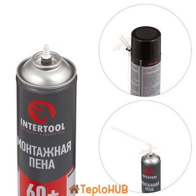 Пена монтажная, всесезонная, 750 мл / 1000 г, 60+ л, трубочка INTERTOOL FS-1100