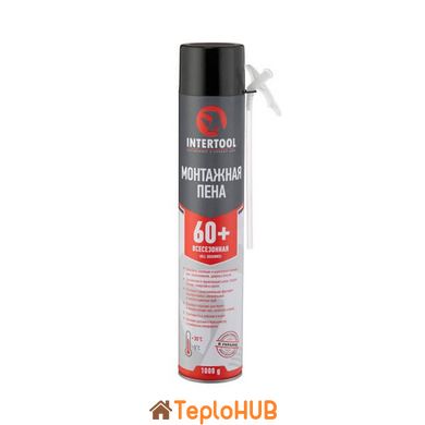 Піна монтажна, всесезонна, 750 мл / 1000 г, 60+ л, трубочка INTERTOOL FS-1100