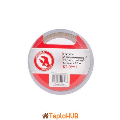 Скотч алюмінієвий термостійкий 50 мм * 10 м. INTERTOOL KT-0991