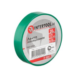 Лента изоляционная, 17 мм * 20 м * 0.15 мм, зеленая INTERTOOL IT-0051