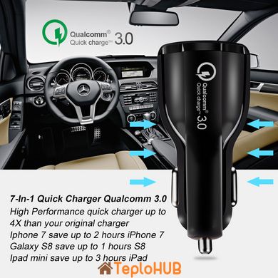 Автомобільний зарядний пристрій XoKo CQC-200 2USB, Qualcom 3.0, 6A White