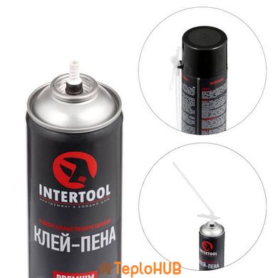 Клей-піна монтажна, всесезонна, 750 мл / 1000 г, 14+ м2, трубка INTERTOOL FS-2010