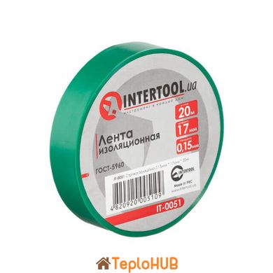 Лента изоляционная, 17 мм * 20 м * 0.15 мм, зеленая INTERTOOL IT-0051