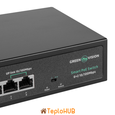 Комутатор мережевий POE GreenVision GV-015-D-06+2P (LP21310)