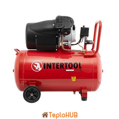 Компрессор 100 л, 2.23 кВт, 220 В, 10 атм, 354 л/мин, 2 цилиндра INTERTOOL PT-0005