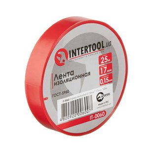 Стрічка ізоляційна, 17 мм * 25 м * 0.15 мм, червона INTERTOOL IT-0060