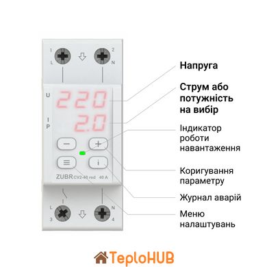 Реле напряжения с контролем тока ZUBR CV2-63 red