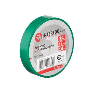 Стрічка ізоляційна, 17 мм * 25 м * 0.15 мм, зелена INTERTOOL IT-0061