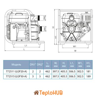 Мотопомпа 6.5 к.с. Hmax 30м Qmax 60м³/год (4-х тактний) LEO LGP30-A (772515)