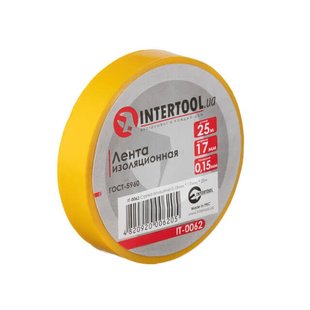 Лента изоляционная, 17 мм * 25 м *0,15 мм, желтая INTERTOOL IT-0062