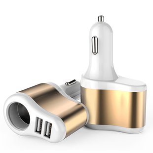 Автомобильное зарядное устройство XoKo CC-303 2 USB, 2.1A + авто разветвитель Gold/White