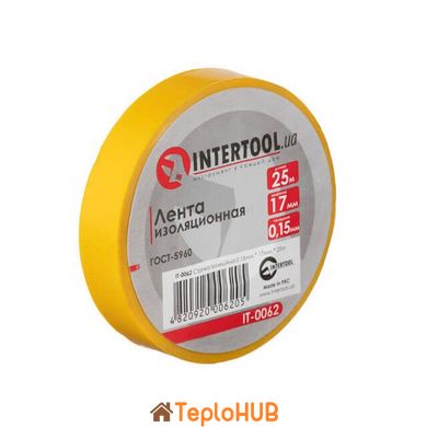 Стрічка ізоляційна, 17 мм * 25 м *0,15 мм, жовта INTERTOOL IT-0062