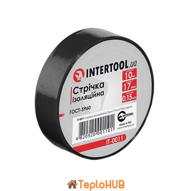 Стрічка ізоляційна, 17 мм * 10 м * 0,15 мм, чорна INTERTOOL IT-0011