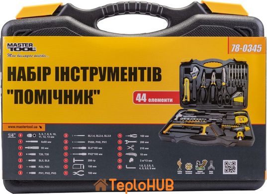 Набор инструмента MASTERTOOL "Помощник" 44 элемента 78-0345