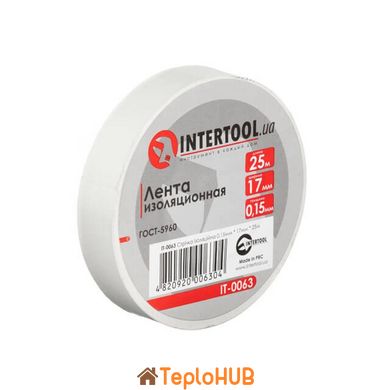 Лента изоляционная, 17 мм * 25 м *0,15 мм, белая INTERTOOL IT-0063