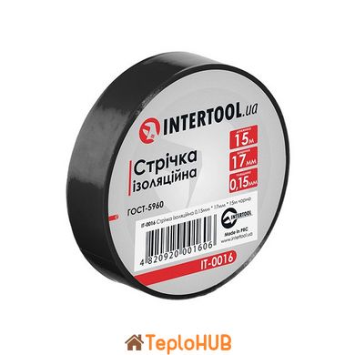 Стрічка ізоляційна, 17 мм * 15 мм * 0.15 мм, чорна INTERTOOL IT-0016