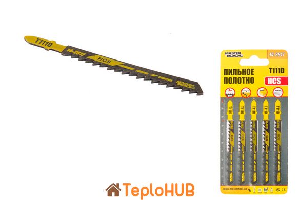 Полотно пильное для лобзика MASTERTOOL T111D basic по дереву 5 шт быстрый прямой рез 6TPI 100 мм 14-2817