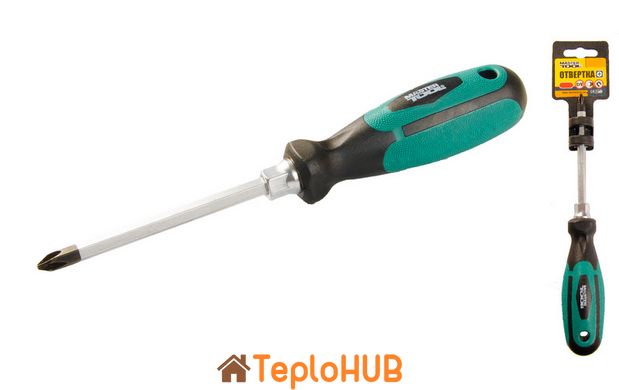 Викрутка хрестова магнітна MASTERTOOL HEXAGON РН2х100 мм ручка з TPR покриттям 45-8210