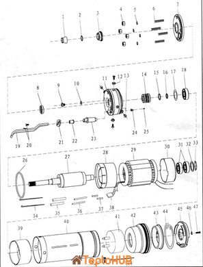 Насос центробежный скважинный 1.5кВт H 197(158)м Q 55(33)л/мин Ø102мм AQUATICA (DONGYIN) 4SDm2/28 (777126)