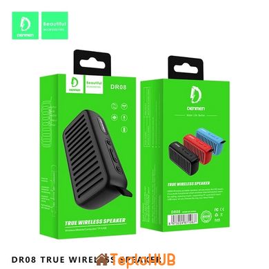 Портативна Bluetooth колонка DENMEN DR08 Black, AUX, Micro-SD card, USB