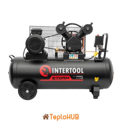 Компресор 100 л, 3 кВт, 380 В, 10 aтм, 500 л/хв., 2 циліндри INTERTOOL PT-0013