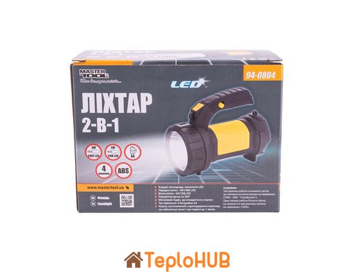 Ліхтар MASTERTOOL 2в1 з ручкою 360° 4 режими 180х94х143 мм CREE LED+COB LED 4xAA ABS 94-0804