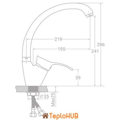 Смеситель SE Ø40 для кухни гусак ухо лат. шток на гайке TAU (SE-4B445C)